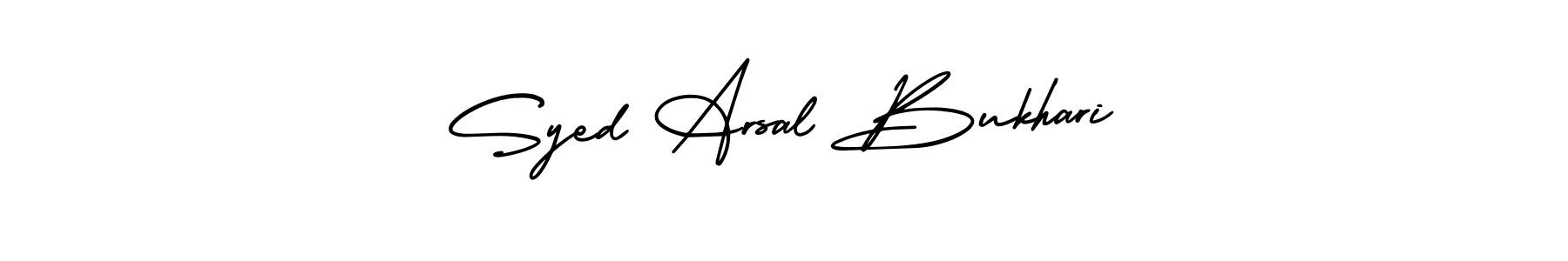You should practise on your own different ways (AmerikaSignatureDemo-Regular) to write your name (Syed Arsal Bukhari) in signature. don't let someone else do it for you. Syed Arsal Bukhari signature style 3 images and pictures png