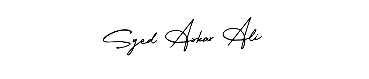 This is the best signature style for the Syed Askar Ali name. Also you like these signature font (AmerikaSignatureDemo-Regular). Mix name signature. Syed Askar Ali signature style 3 images and pictures png