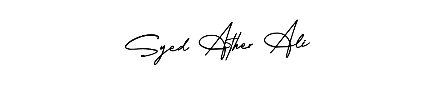 How to Draw Syed Ather Ali signature style? AmerikaSignatureDemo-Regular is a latest design signature styles for name Syed Ather Ali. Syed Ather Ali signature style 3 images and pictures png