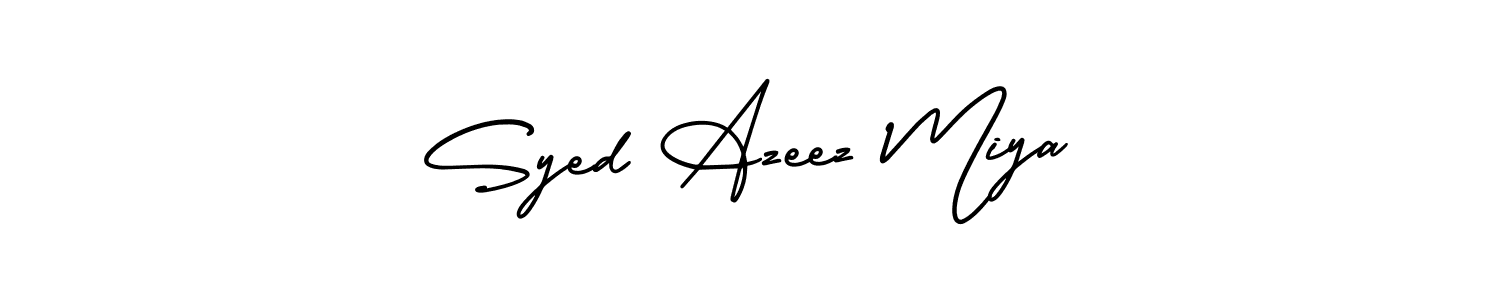 The best way (AmerikaSignatureDemo-Regular) to make a short signature is to pick only two or three words in your name. The name Syed Azeez Miya include a total of six letters. For converting this name. Syed Azeez Miya signature style 3 images and pictures png