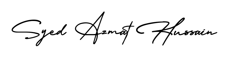 A stylish, flowing autograph style designed for name Syed Azmat Hussain using AmerikaSignatureDemo-Regular typography. Perfect for digital creative projects. Syed Azmat Hussain signature style 3 images and pictures png