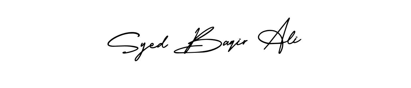 How to make Syed Baqir Ali name signature. Use AmerikaSignatureDemo-Regular style for creating short signs online. This is the latest handwritten sign. Syed Baqir Ali signature style 3 images and pictures png