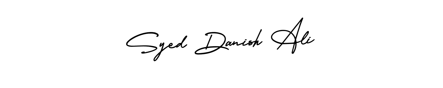 The best way (AmerikaSignatureDemo-Regular) to make a short signature is to pick only two or three words in your name. The name Syed Danish Ali include a total of six letters. For converting this name. Syed Danish Ali signature style 3 images and pictures png