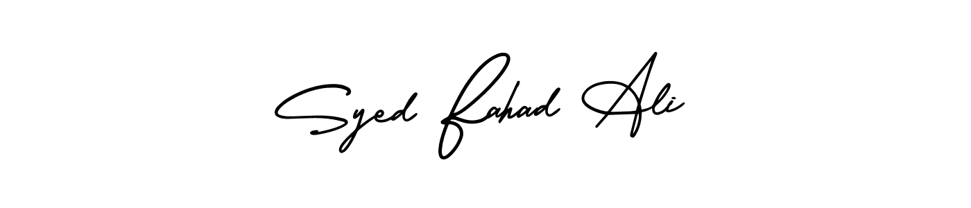 You should practise on your own different ways (AmerikaSignatureDemo-Regular) to write your name (Syed Fahad Ali) in signature. don't let someone else do it for you. Syed Fahad Ali signature style 3 images and pictures png