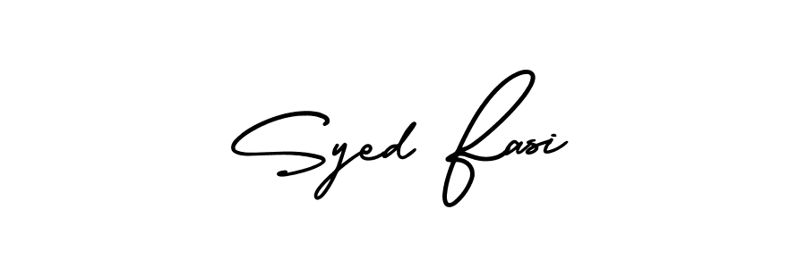 How to make Syed Fasi name signature. Use AmerikaSignatureDemo-Regular style for creating short signs online. This is the latest handwritten sign. Syed Fasi signature style 3 images and pictures png