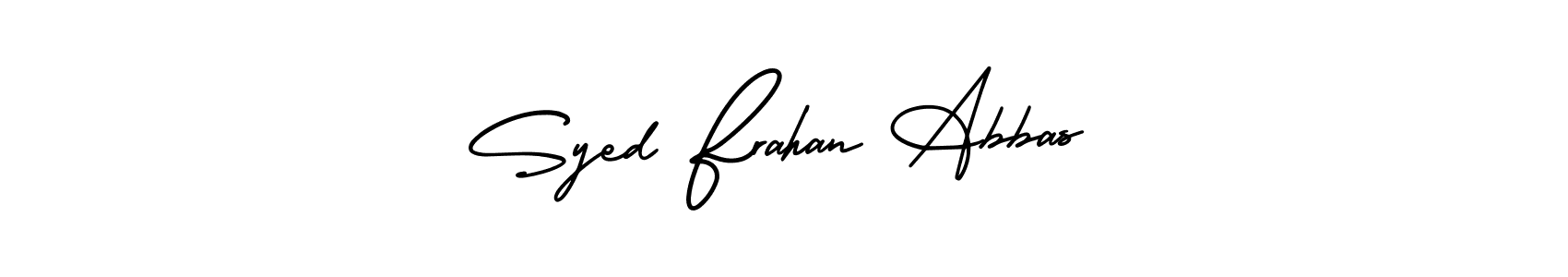 if you are searching for the best signature style for your name Syed Frahan Abbas. so please give up your signature search. here we have designed multiple signature styles  using AmerikaSignatureDemo-Regular. Syed Frahan Abbas signature style 3 images and pictures png