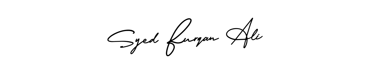 The best way (AmerikaSignatureDemo-Regular) to make a short signature is to pick only two or three words in your name. The name Syed Furqan Ali include a total of six letters. For converting this name. Syed Furqan Ali signature style 3 images and pictures png
