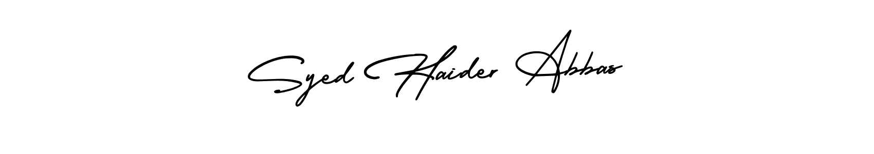 This is the best signature style for the Syed Haider Abbas name. Also you like these signature font (AmerikaSignatureDemo-Regular). Mix name signature. Syed Haider Abbas signature style 3 images and pictures png
