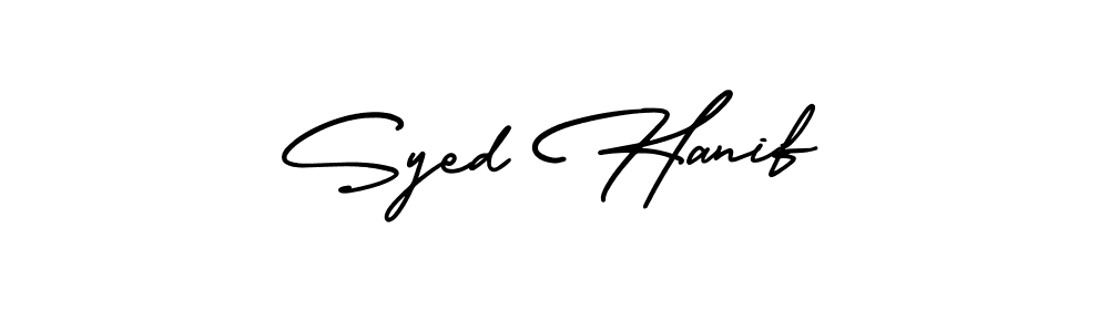 How to make Syed Hanif signature? AmerikaSignatureDemo-Regular is a professional autograph style. Create handwritten signature for Syed Hanif name. Syed Hanif signature style 3 images and pictures png