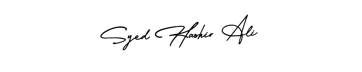 You should practise on your own different ways (AmerikaSignatureDemo-Regular) to write your name (Syed Hashir Ali) in signature. don't let someone else do it for you. Syed Hashir Ali signature style 3 images and pictures png