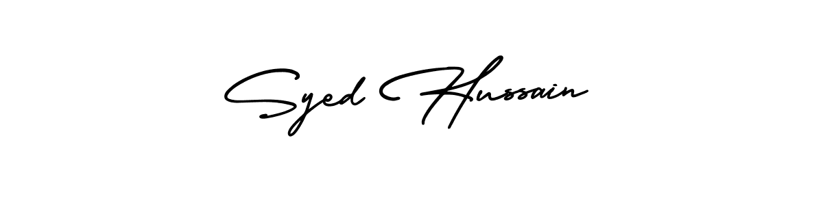 How to make Syed Hussain name signature. Use AmerikaSignatureDemo-Regular style for creating short signs online. This is the latest handwritten sign. Syed Hussain signature style 3 images and pictures png