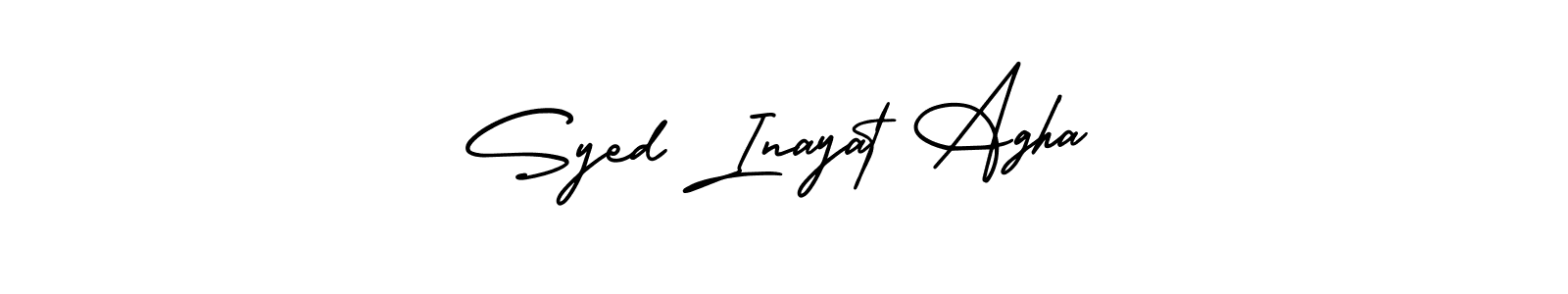 The best way (AmerikaSignatureDemo-Regular) to make a short signature is to pick only two or three words in your name. The name Syed Inayat Agha include a total of six letters. For converting this name. Syed Inayat Agha signature style 3 images and pictures png