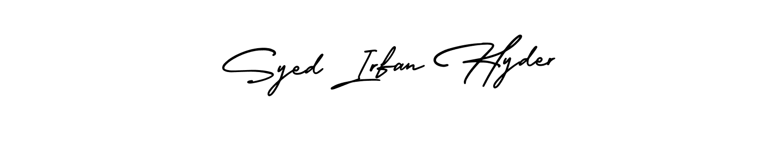 The best way (AmerikaSignatureDemo-Regular) to make a short signature is to pick only two or three words in your name. The name Syed Irfan Hyder include a total of six letters. For converting this name. Syed Irfan Hyder signature style 3 images and pictures png