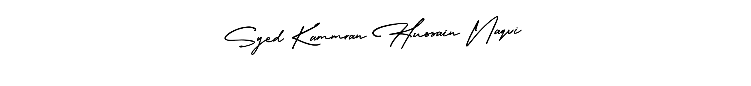 The best way (AmerikaSignatureDemo-Regular) to make a short signature is to pick only two or three words in your name. The name Syed Kammran Hussain Naqvi include a total of six letters. For converting this name. Syed Kammran Hussain Naqvi signature style 3 images and pictures png