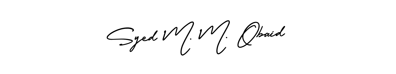 You should practise on your own different ways (AmerikaSignatureDemo-Regular) to write your name (Syed M. M. Obaid) in signature. don't let someone else do it for you. Syed M. M. Obaid signature style 3 images and pictures png