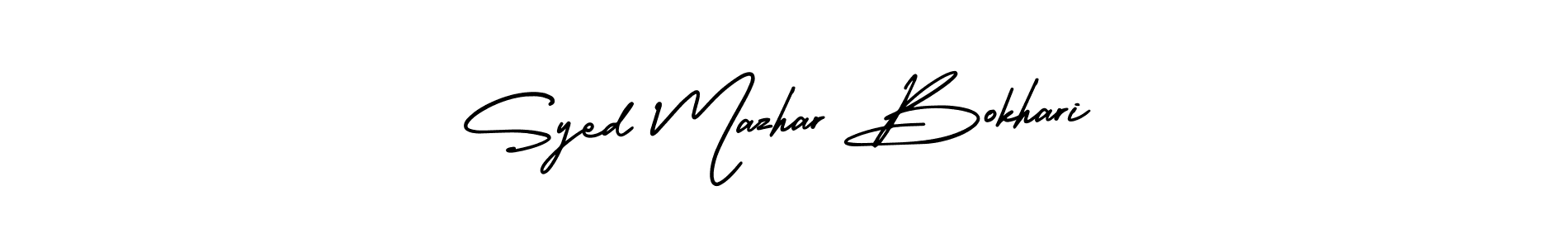 This is the best signature style for the Syed Mazhar Bokhari name. Also you like these signature font (AmerikaSignatureDemo-Regular). Mix name signature. Syed Mazhar Bokhari signature style 3 images and pictures png