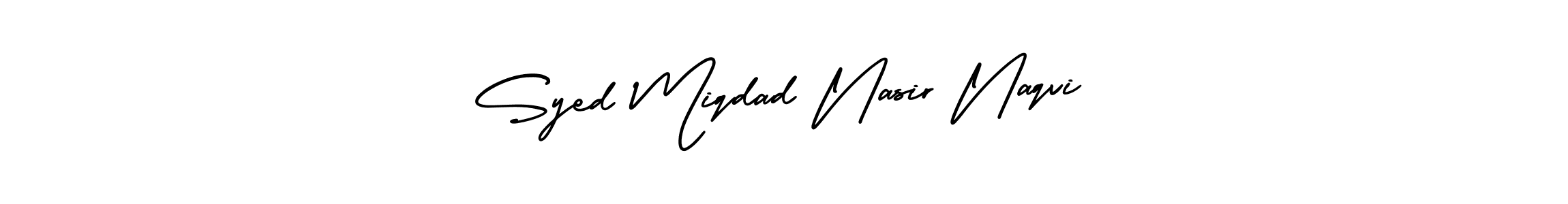 How to make Syed Miqdad Nasir Naqvi signature? AmerikaSignatureDemo-Regular is a professional autograph style. Create handwritten signature for Syed Miqdad Nasir Naqvi name. Syed Miqdad Nasir Naqvi signature style 3 images and pictures png