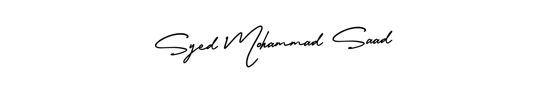 You should practise on your own different ways (AmerikaSignatureDemo-Regular) to write your name (Syed Mohammad Saad) in signature. don't let someone else do it for you. Syed Mohammad Saad signature style 3 images and pictures png