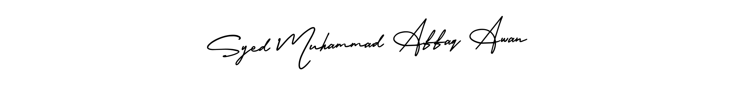 How to Draw Syed Muhammad Affaq Awan signature style? AmerikaSignatureDemo-Regular is a latest design signature styles for name Syed Muhammad Affaq Awan. Syed Muhammad Affaq Awan signature style 3 images and pictures png