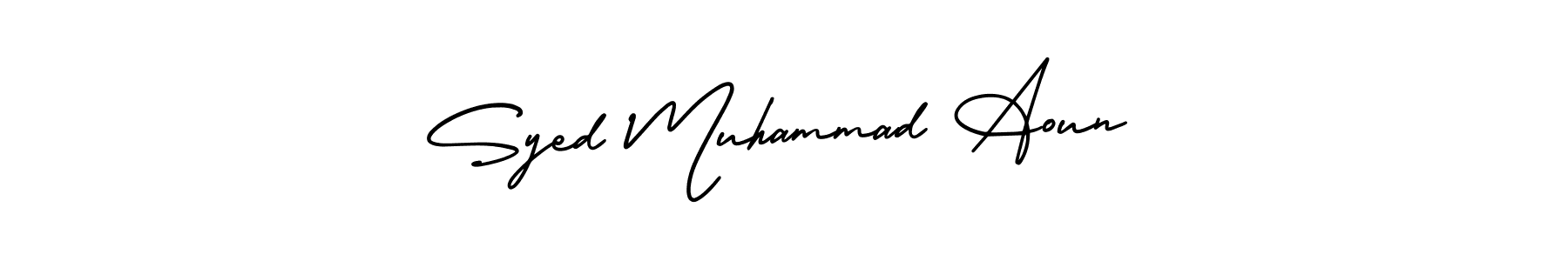 This is the best signature style for the Syed Muhammad Aoun name. Also you like these signature font (AmerikaSignatureDemo-Regular). Mix name signature. Syed Muhammad Aoun signature style 3 images and pictures png