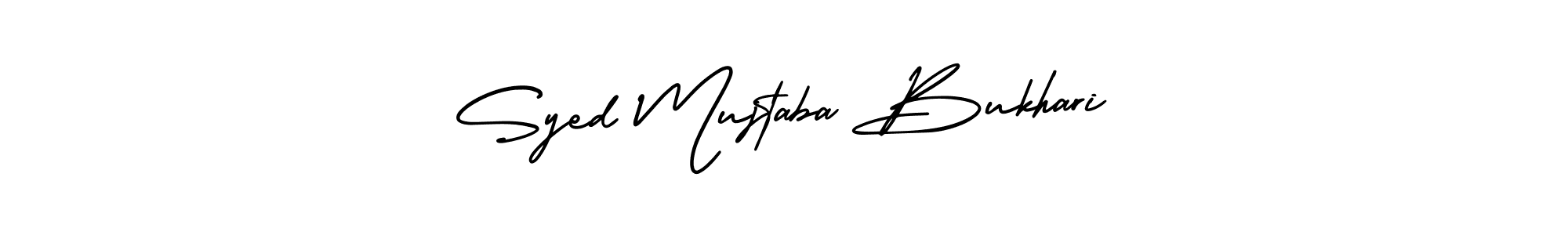 AmerikaSignatureDemo-Regular is a professional signature style that is perfect for those who want to add a touch of class to their signature. It is also a great choice for those who want to make their signature more unique. Get Syed Mujtaba Bukhari name to fancy signature for free. Syed Mujtaba Bukhari signature style 3 images and pictures png