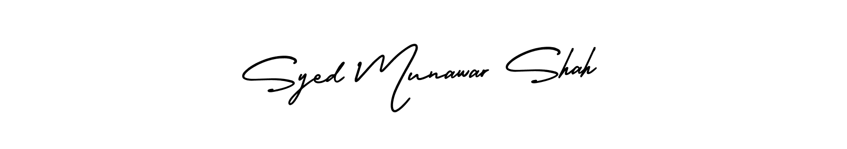 This is the best signature style for the Syed Munawar Shah name. Also you like these signature font (AmerikaSignatureDemo-Regular). Mix name signature. Syed Munawar Shah signature style 3 images and pictures png