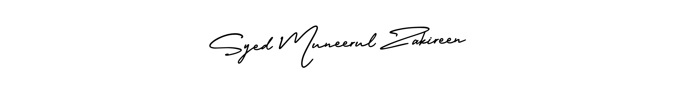 The best way (AmerikaSignatureDemo-Regular) to make a short signature is to pick only two or three words in your name. The name Syed Muneerul Zakireen include a total of six letters. For converting this name. Syed Muneerul Zakireen signature style 3 images and pictures png