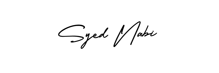 The best way (AmerikaSignatureDemo-Regular) to make a short signature is to pick only two or three words in your name. The name Syed Nabi include a total of six letters. For converting this name. Syed Nabi signature style 3 images and pictures png