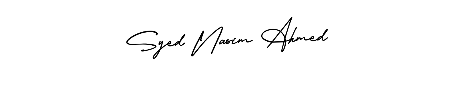 The best way (AmerikaSignatureDemo-Regular) to make a short signature is to pick only two or three words in your name. The name Syed Nasim Ahmed include a total of six letters. For converting this name. Syed Nasim Ahmed signature style 3 images and pictures png