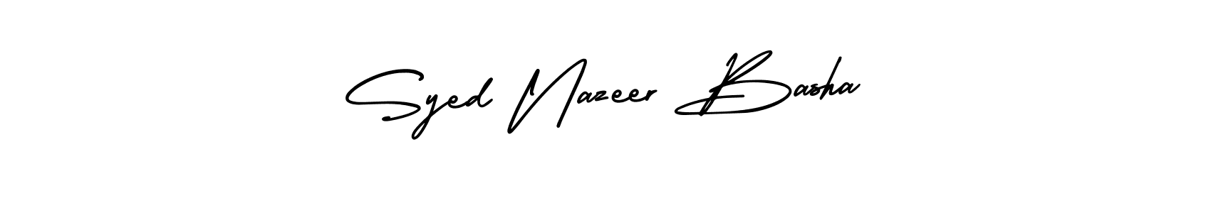 The best way (AmerikaSignatureDemo-Regular) to make a short signature is to pick only two or three words in your name. The name Syed Nazeer Basha include a total of six letters. For converting this name. Syed Nazeer Basha signature style 3 images and pictures png