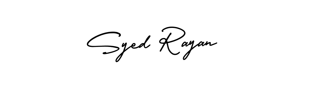 The best way (AmerikaSignatureDemo-Regular) to make a short signature is to pick only two or three words in your name. The name Syed Rayan include a total of six letters. For converting this name. Syed Rayan signature style 3 images and pictures png