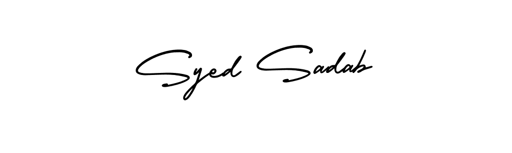 The best way (AmerikaSignatureDemo-Regular) to make a short signature is to pick only two or three words in your name. The name Syed Sadab include a total of six letters. For converting this name. Syed Sadab signature style 3 images and pictures png