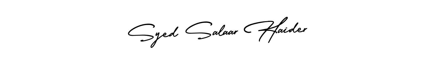 The best way (AmerikaSignatureDemo-Regular) to make a short signature is to pick only two or three words in your name. The name Syed Salaar Haider include a total of six letters. For converting this name. Syed Salaar Haider signature style 3 images and pictures png