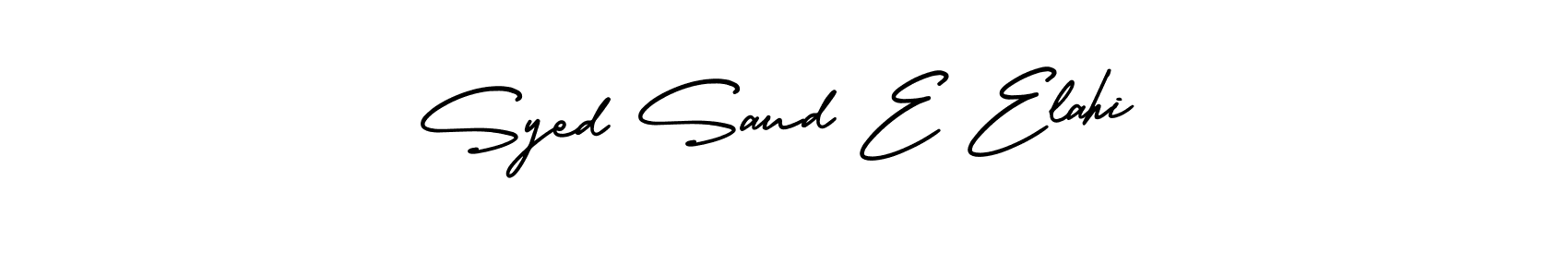You should practise on your own different ways (AmerikaSignatureDemo-Regular) to write your name (Syed Saud E Elahi) in signature. don't let someone else do it for you. Syed Saud E Elahi signature style 3 images and pictures png