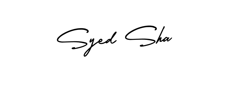The best way (AmerikaSignatureDemo-Regular) to make a short signature is to pick only two or three words in your name. The name Syed Sha include a total of six letters. For converting this name. Syed Sha signature style 3 images and pictures png