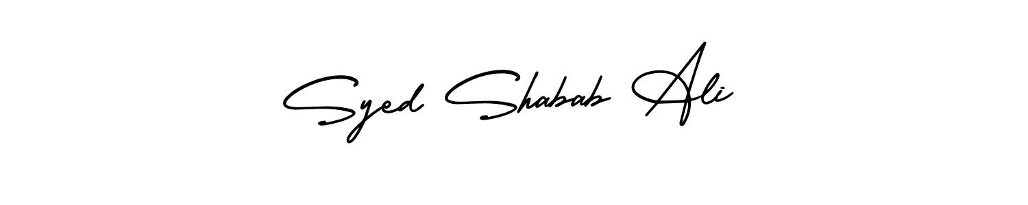 You can use this online signature creator to create a handwritten signature for the name Syed Shabab Ali. This is the best online autograph maker. Syed Shabab Ali signature style 3 images and pictures png