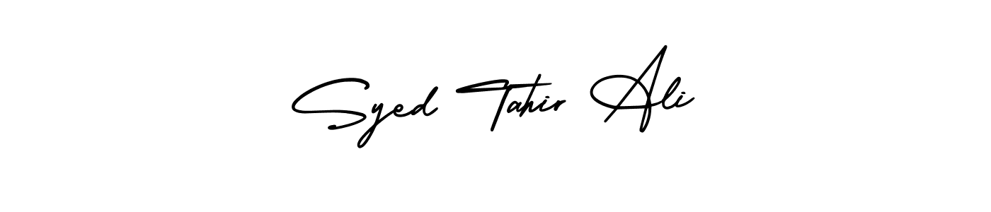 This is the best signature style for the Syed Tahir Ali name. Also you like these signature font (AmerikaSignatureDemo-Regular). Mix name signature. Syed Tahir Ali signature style 3 images and pictures png