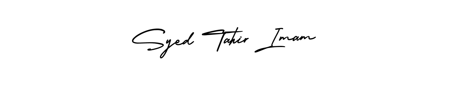 This is the best signature style for the Syed Tahir Imam name. Also you like these signature font (AmerikaSignatureDemo-Regular). Mix name signature. Syed Tahir Imam signature style 3 images and pictures png