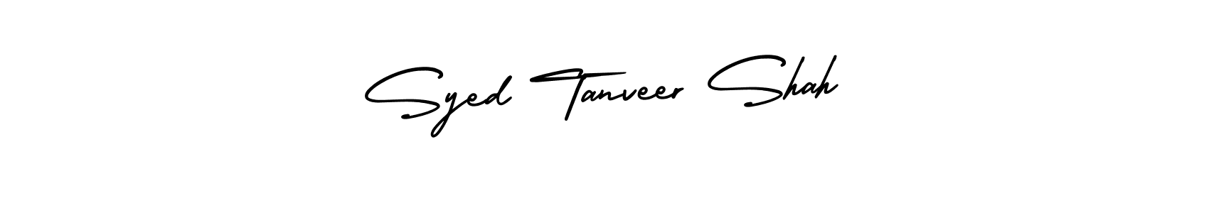 You should practise on your own different ways (AmerikaSignatureDemo-Regular) to write your name (Syed Tanveer Shah) in signature. don't let someone else do it for you. Syed Tanveer Shah signature style 3 images and pictures png