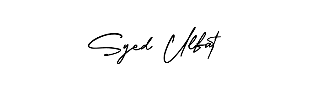 This is the best signature style for the Syed Ulfat name. Also you like these signature font (AmerikaSignatureDemo-Regular). Mix name signature. Syed Ulfat signature style 3 images and pictures png