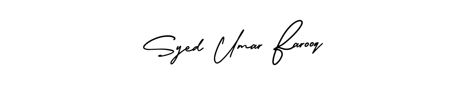 This is the best signature style for the Syed Umar Farooq name. Also you like these signature font (AmerikaSignatureDemo-Regular). Mix name signature. Syed Umar Farooq signature style 3 images and pictures png