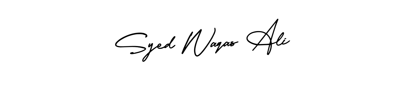 The best way (AmerikaSignatureDemo-Regular) to make a short signature is to pick only two or three words in your name. The name Syed Waqas Ali include a total of six letters. For converting this name. Syed Waqas Ali signature style 3 images and pictures png