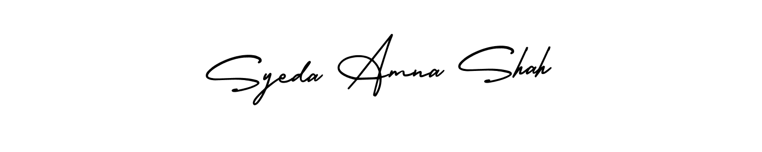 AmerikaSignatureDemo-Regular is a professional signature style that is perfect for those who want to add a touch of class to their signature. It is also a great choice for those who want to make their signature more unique. Get Syeda Amna Shah name to fancy signature for free. Syeda Amna Shah signature style 3 images and pictures png