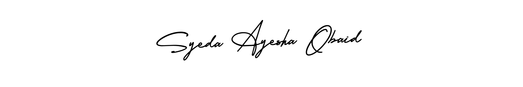 The best way (AmerikaSignatureDemo-Regular) to make a short signature is to pick only two or three words in your name. The name Syeda Ayesha Obaid include a total of six letters. For converting this name. Syeda Ayesha Obaid signature style 3 images and pictures png