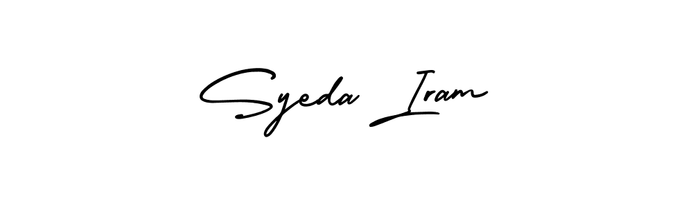 You should practise on your own different ways (AmerikaSignatureDemo-Regular) to write your name (Syeda Iram) in signature. don't let someone else do it for you. Syeda Iram signature style 3 images and pictures png