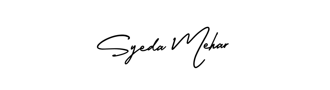 You should practise on your own different ways (AmerikaSignatureDemo-Regular) to write your name (Syeda Mehar) in signature. don't let someone else do it for you. Syeda Mehar signature style 3 images and pictures png