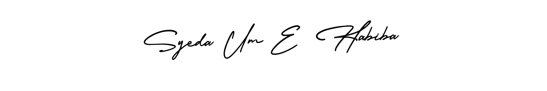 Similarly AmerikaSignatureDemo-Regular is the best handwritten signature design. Signature creator online .You can use it as an online autograph creator for name Syeda Um E  Habiba. Syeda Um E  Habiba signature style 3 images and pictures png