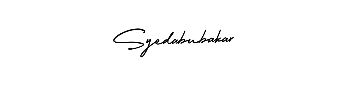 The best way (AmerikaSignatureDemo-Regular) to make a short signature is to pick only two or three words in your name. The name Syedabubakar include a total of six letters. For converting this name. Syedabubakar signature style 3 images and pictures png