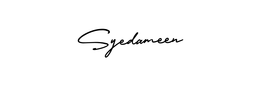 How to make Syedameen signature? AmerikaSignatureDemo-Regular is a professional autograph style. Create handwritten signature for Syedameen name. Syedameen signature style 3 images and pictures png