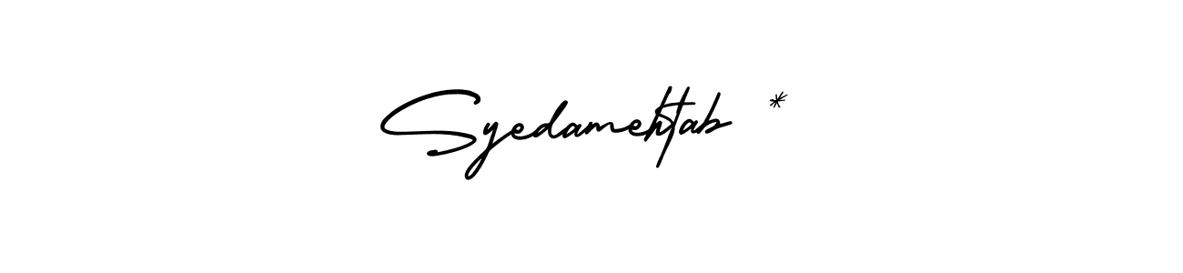 The best way (AmerikaSignatureDemo-Regular) to make a short signature is to pick only two or three words in your name. The name Syedamehtab * include a total of six letters. For converting this name. Syedamehtab * signature style 3 images and pictures png
